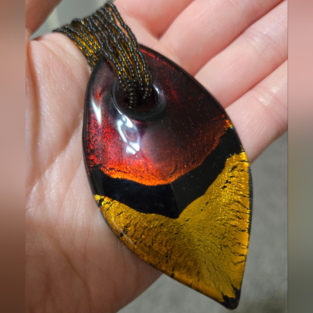 Vintage Gold & Red Glass Necklace